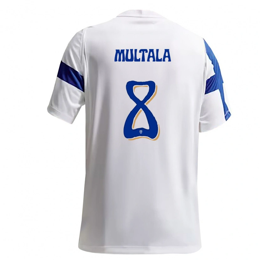 Danxen Hombre Camiseta Finlandia Oskari Multala #8 Blanco Azul 1ª Equipación 26-28 La Camisa México