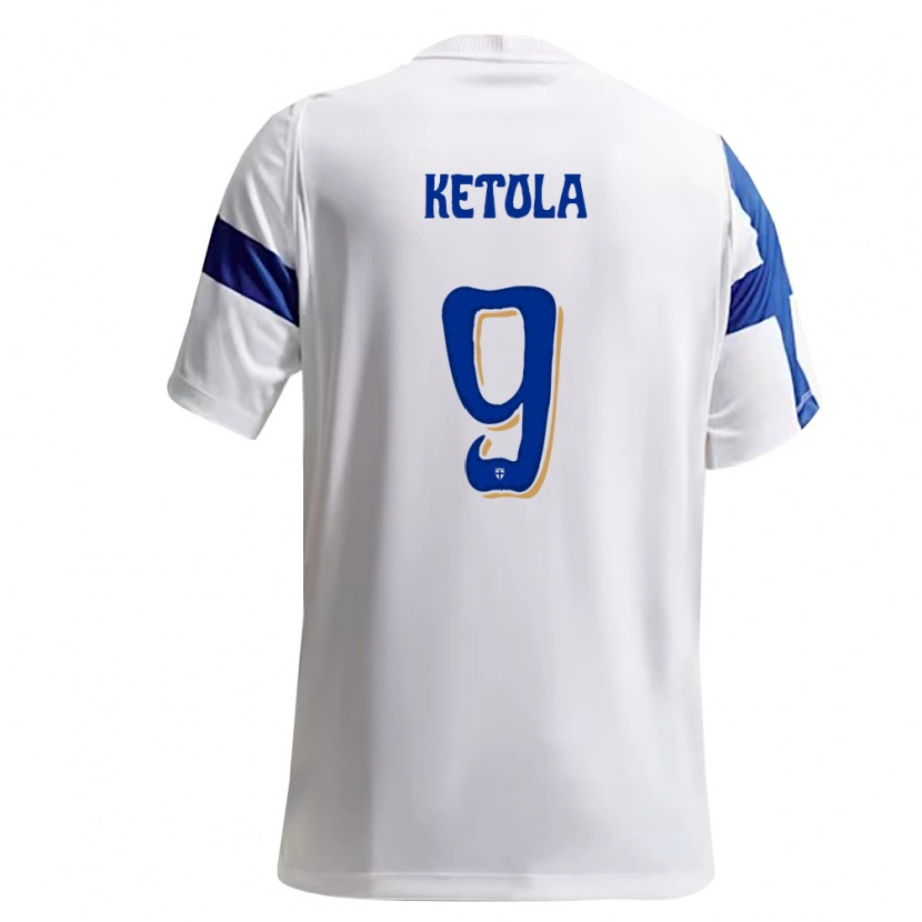 Danxen Hombre Camiseta Finlandia Sulo Ketola #9 Blanco Azul 1ª Equipación 26-28 La Camisa México
