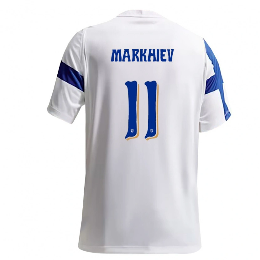 Danxen Hombre Camiseta Finlandia Adam Markhiev #11 Blanco Azul 1ª Equipación 26-28 La Camisa México