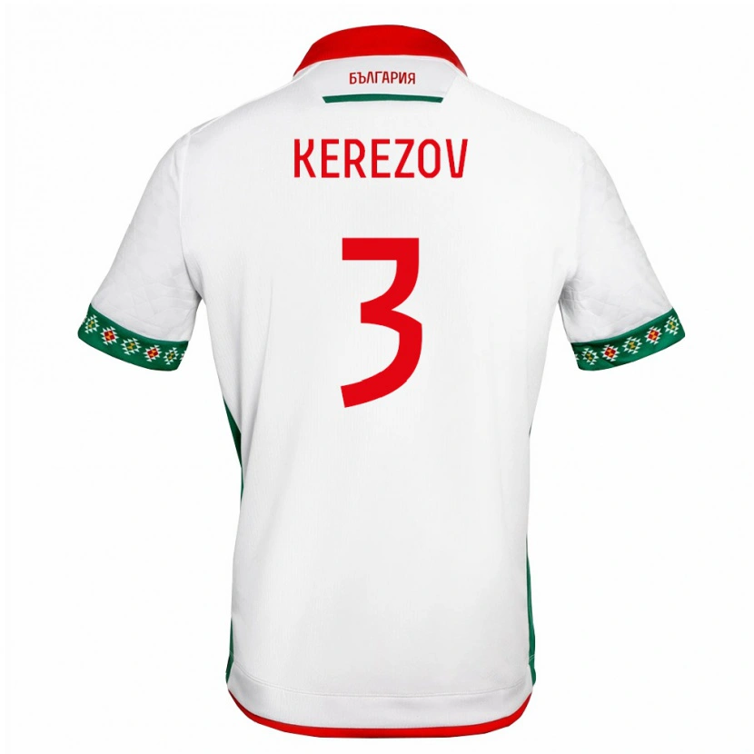 Danxen Hombre Camiseta Bulgaria Gabriel Kerezov #3 Blanco Verde Rojo 1ª Equipación 26-28 La Camisa México