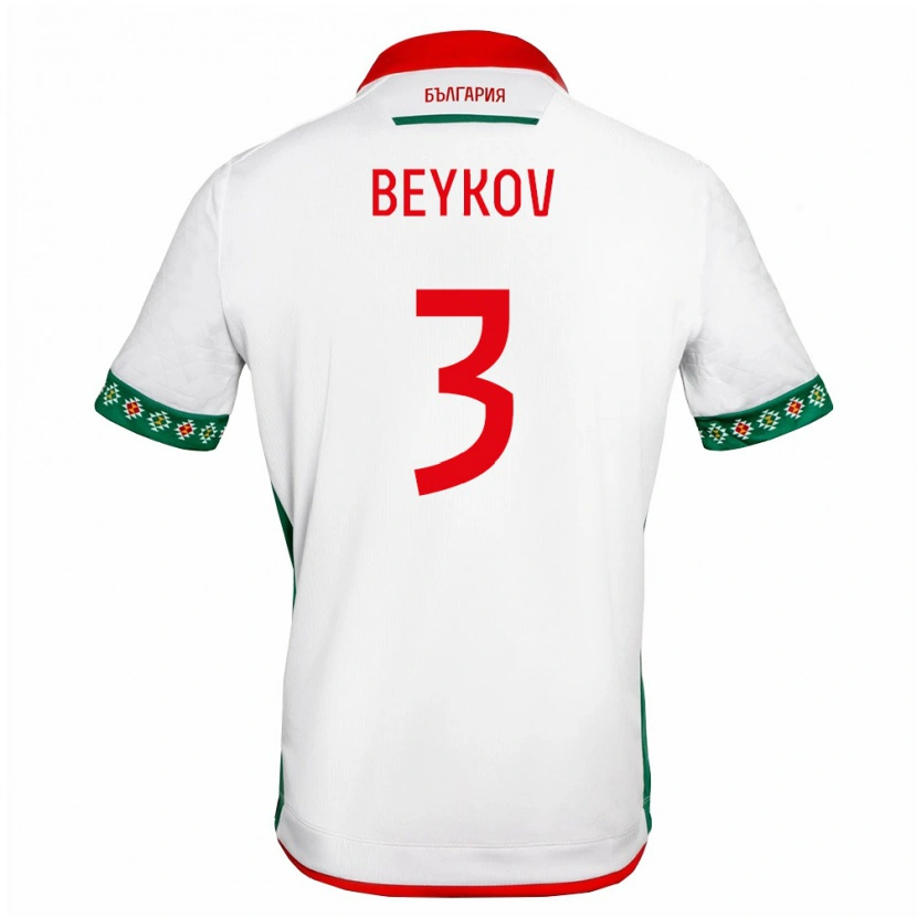 Danxen Hombre Camiseta Bulgaria Viktor Beykov #3 Blanco Verde Rojo 1ª Equipación 26-28 La Camisa México