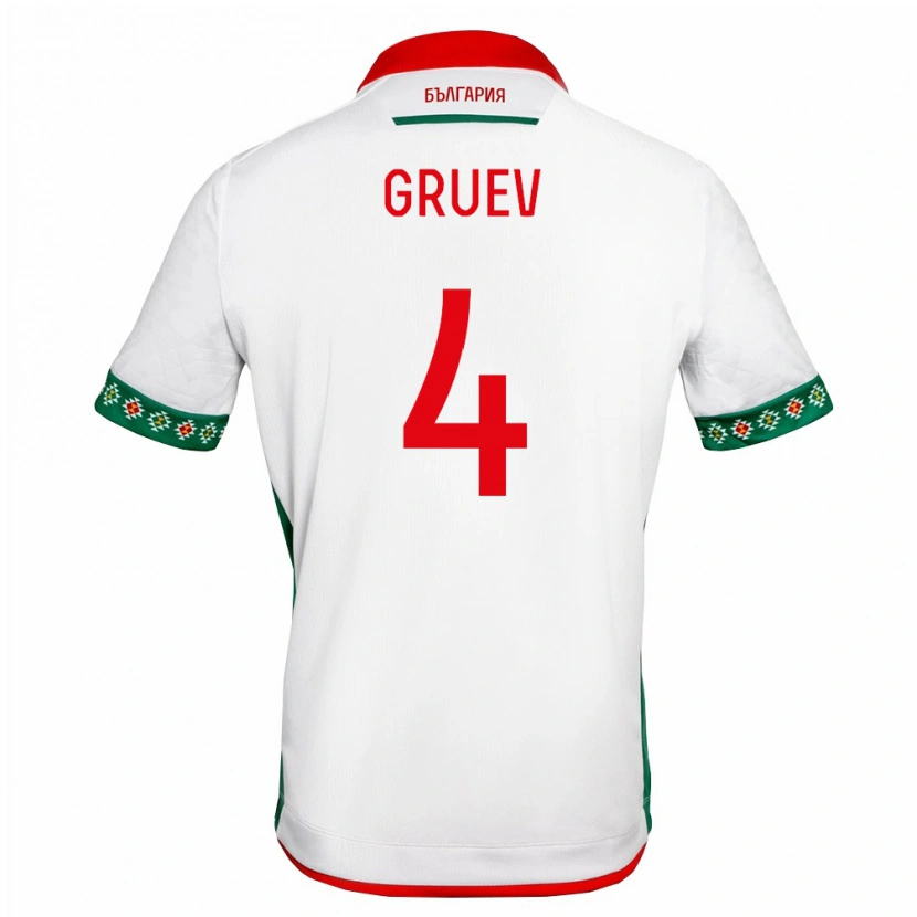 Danxen Hombre Camiseta Bulgaria Ilia Gruev #4 Blanco Verde Rojo 1ª Equipación 26-28 La Camisa México