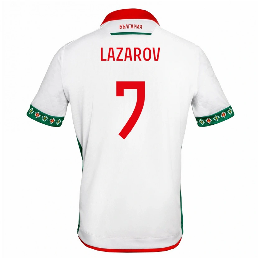 Danxen Hombre Camiseta Bulgaria Georgi Lazarov #7 Blanco Verde Rojo 1ª Equipación 26-28 La Camisa México