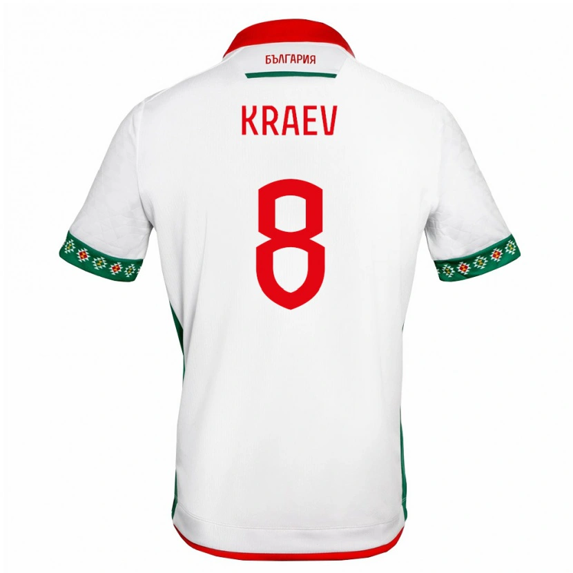 Danxen Hombre Camiseta Bulgaria Andrian Kraev #8 Blanco Verde Rojo 1ª Equipación 26-28 La Camisa México