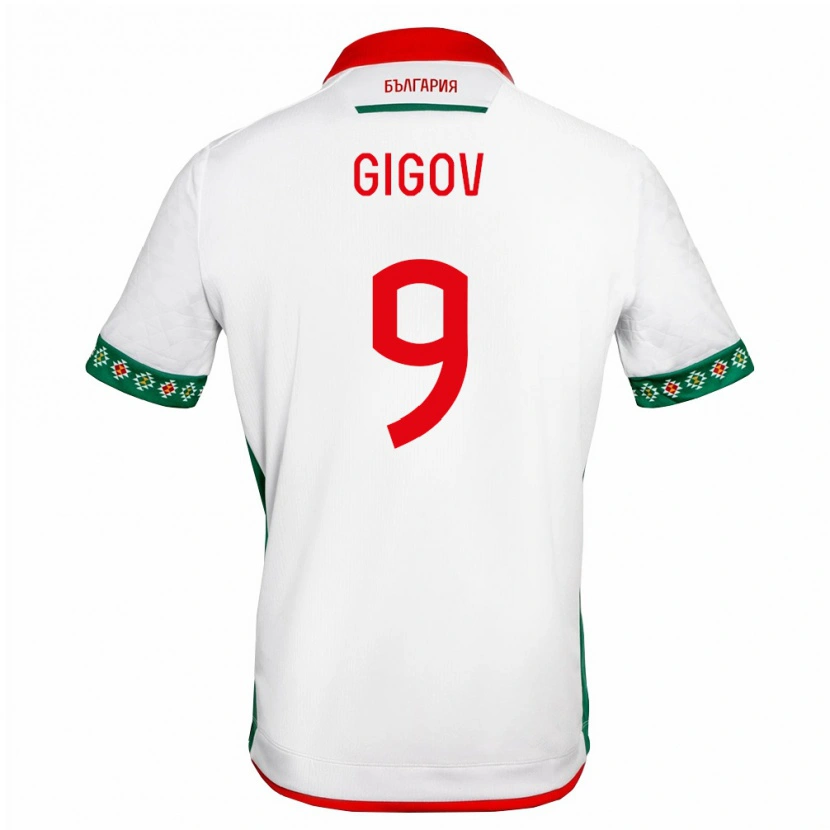 Danxen Hombre Camiseta Bulgaria Filip Gigov #9 Blanco Verde Rojo 1ª Equipación 26-28 La Camisa México