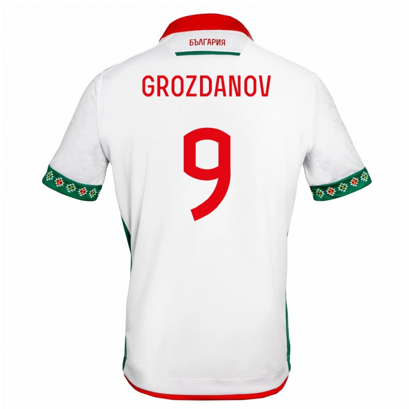 Danxen Hombre Camiseta Bulgaria Andrey Grozdanov #9 Blanco Verde Rojo 1ª Equipación 26-28 La Camisa México