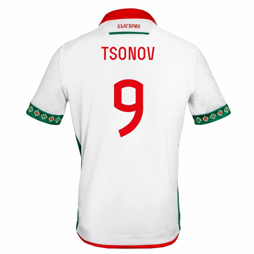 Danxen Hombre Camiseta Bulgaria Samuil Tsonov #9 Blanco Verde Rojo 1ª Equipación 26-28 La Camisa México