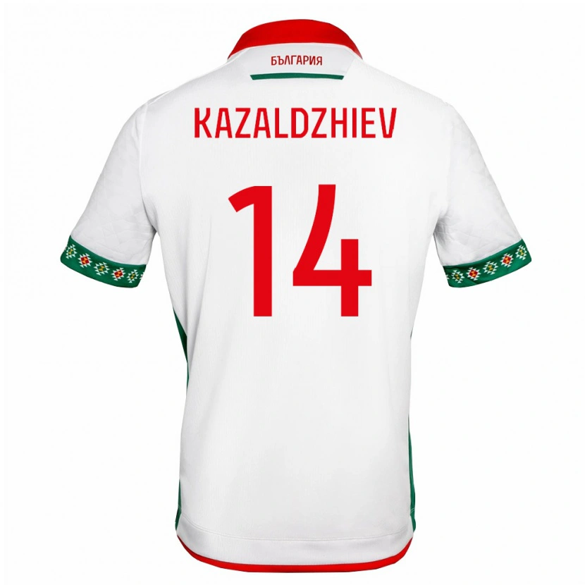 Danxen Hombre Camiseta Bulgaria Vasil Kazaldzhiev #14 Blanco Verde Rojo 1ª Equipación 26-28 La Camisa México