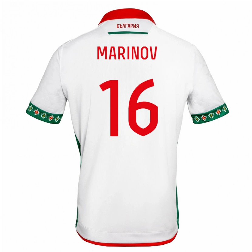 Danxen Hombre Camiseta Bulgaria Tsvetoslav Marinov #16 Blanco Verde Rojo 1ª Equipación 26-28 La Camisa México