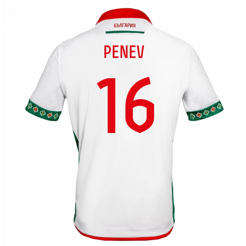 Danxen Hombre Camiseta Bulgaria Georgi Penev #16 Blanco Verde Rojo 1ª Equipación 26-28 La Camisa México