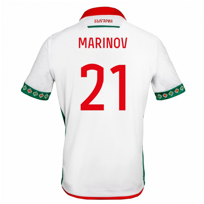 Danxen Hombre Camiseta Bulgaria Aleksandar Marinov #21 Blanco Verde Rojo 1ª Equipación 26-28 La Camisa México