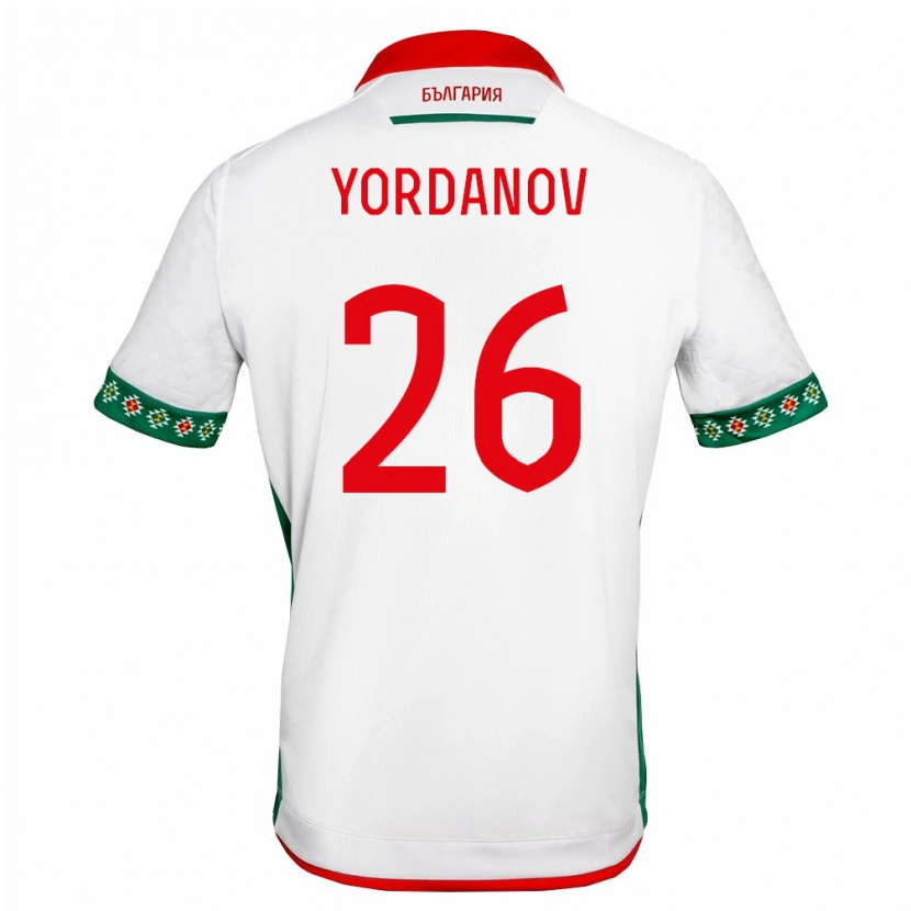 Danxen Hombre Camiseta Bulgaria Tonislav Yordanov #26 Blanco Verde Rojo 1ª Equipación 26-28 La Camisa México