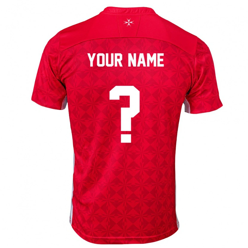 Danxen Hombre Camiseta Malta Su Nombre #0 Rojo Blanco 1ª Equipación 26-28 La Camisa México