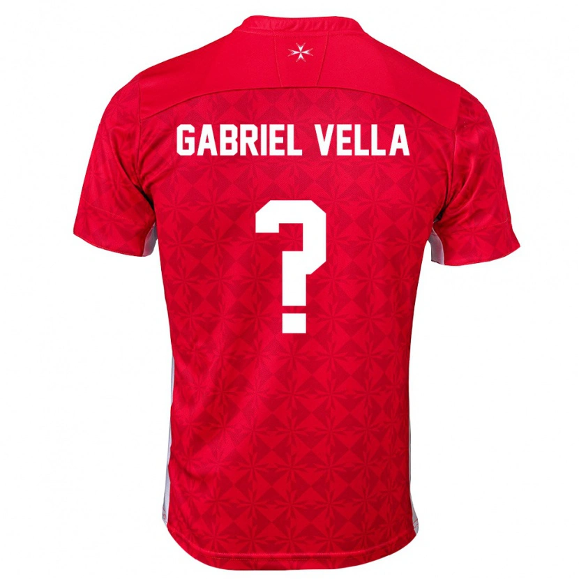Danxen Hombre Camiseta Malta Gabriel Vella #0 Rojo Blanco 1ª Equipación 26-28 La Camisa México