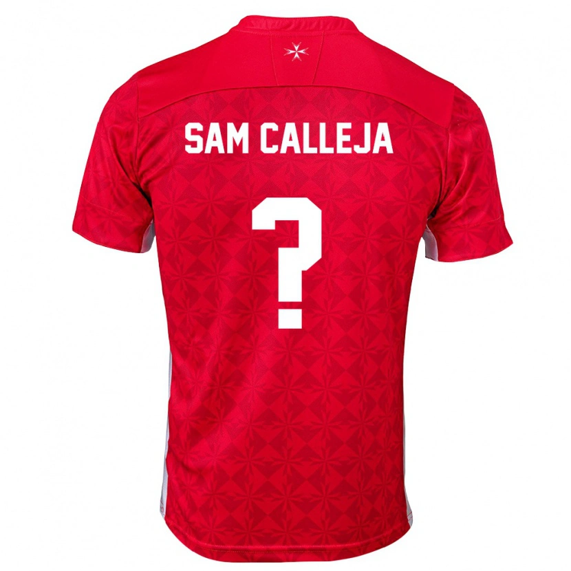Danxen Hombre Camiseta Malta Sam Calleja #0 Rojo Blanco 1ª Equipación 26-28 La Camisa México