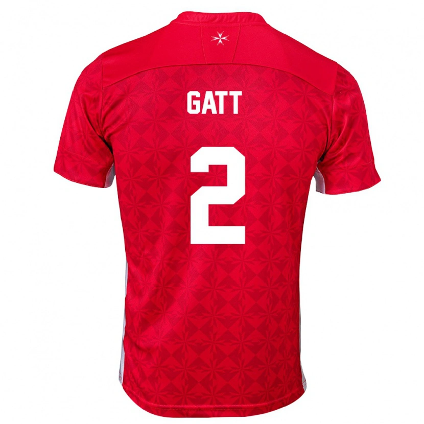 Danxen Hombre Camiseta Malta Liam Gatt #2 Rojo Blanco 1ª Equipación 26-28 La Camisa México