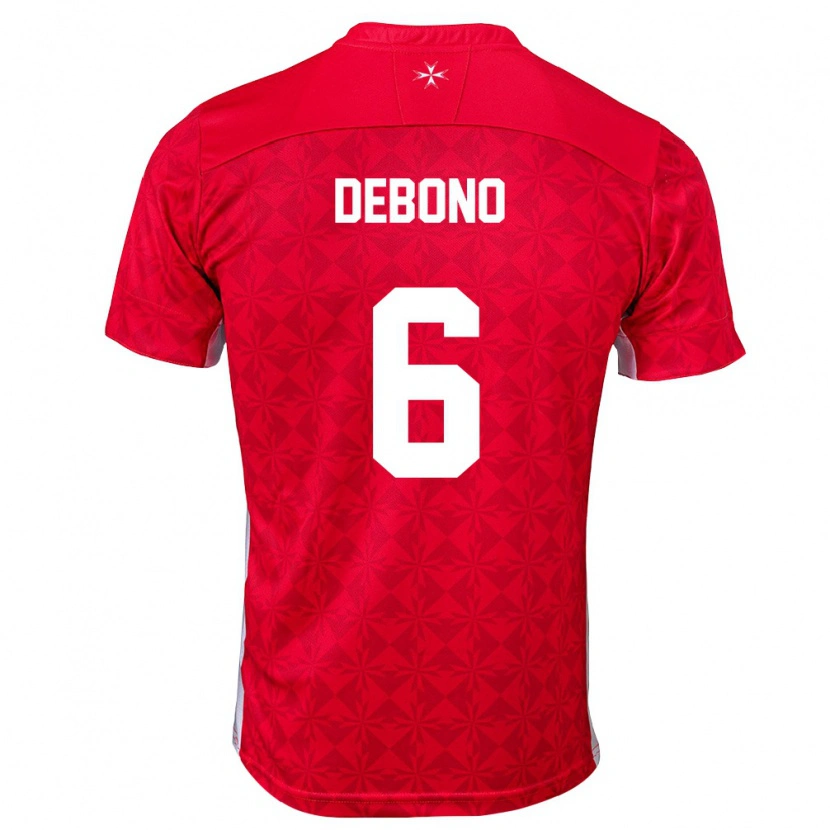 Danxen Hombre Camiseta Malta Ryan Debono #6 Rojo Blanco 1ª Equipación 26-28 La Camisa México