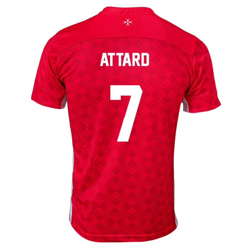 Danxen Hombre Camiseta Malta Shaisen Attard #7 Rojo Blanco 1ª Equipación 26-28 La Camisa México