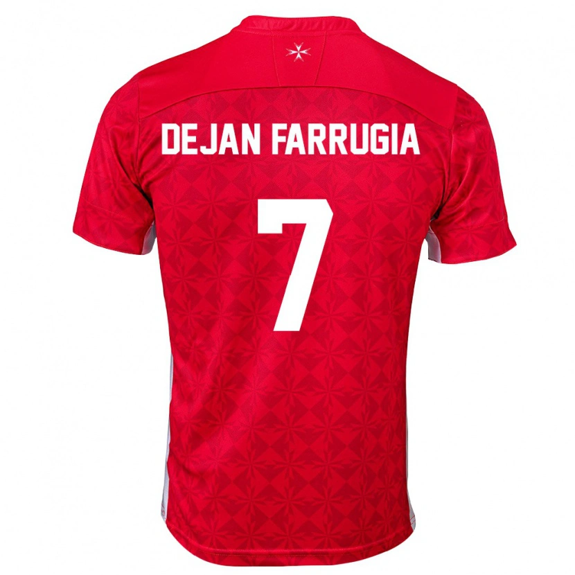 Danxen Hombre Camiseta Malta Dejan Farrugia #7 Rojo Blanco 1ª Equipación 26-28 La Camisa México