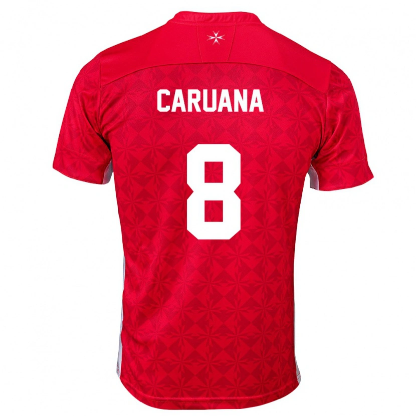 Danxen Hombre Camiseta Malta Lucas Caruana #8 Rojo Blanco 1ª Equipación 26-28 La Camisa México