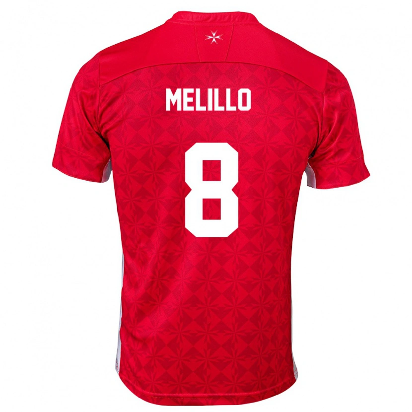 Danxen Hombre Camiseta Malta Thomas Melillo #8 Rojo Blanco 1ª Equipación 26-28 La Camisa México