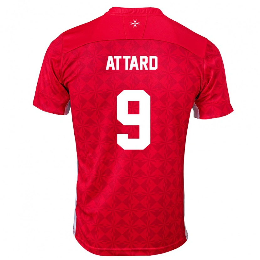 Danxen Hombre Camiseta Malta Denzel Attard #9 Rojo Blanco 1ª Equipación 26-28 La Camisa México