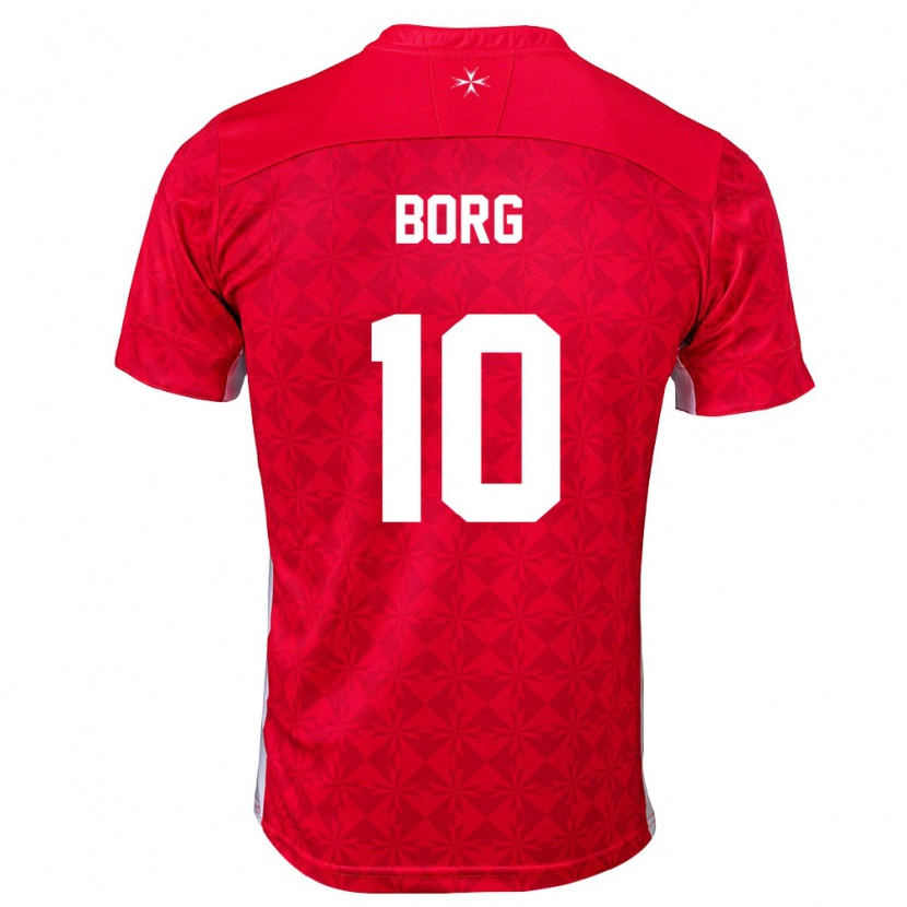 Danxen Hombre Camiseta Malta Jake Borg #10 Rojo Blanco 1ª Equipación 26-28 La Camisa México