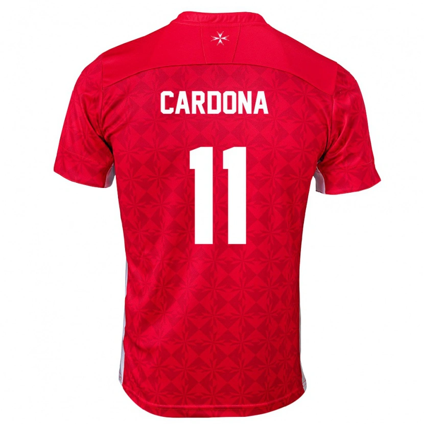 Danxen Hombre Camiseta Malta Irvin Cardona #11 Rojo Blanco 1ª Equipación 26-28 La Camisa México
