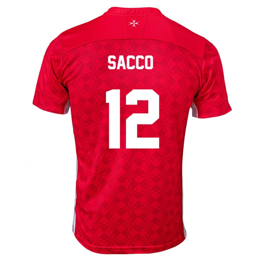 Danxen Hombre Camiseta Malta Hugo Sacco #12 Rojo Blanco 1ª Equipación 26-28 La Camisa México