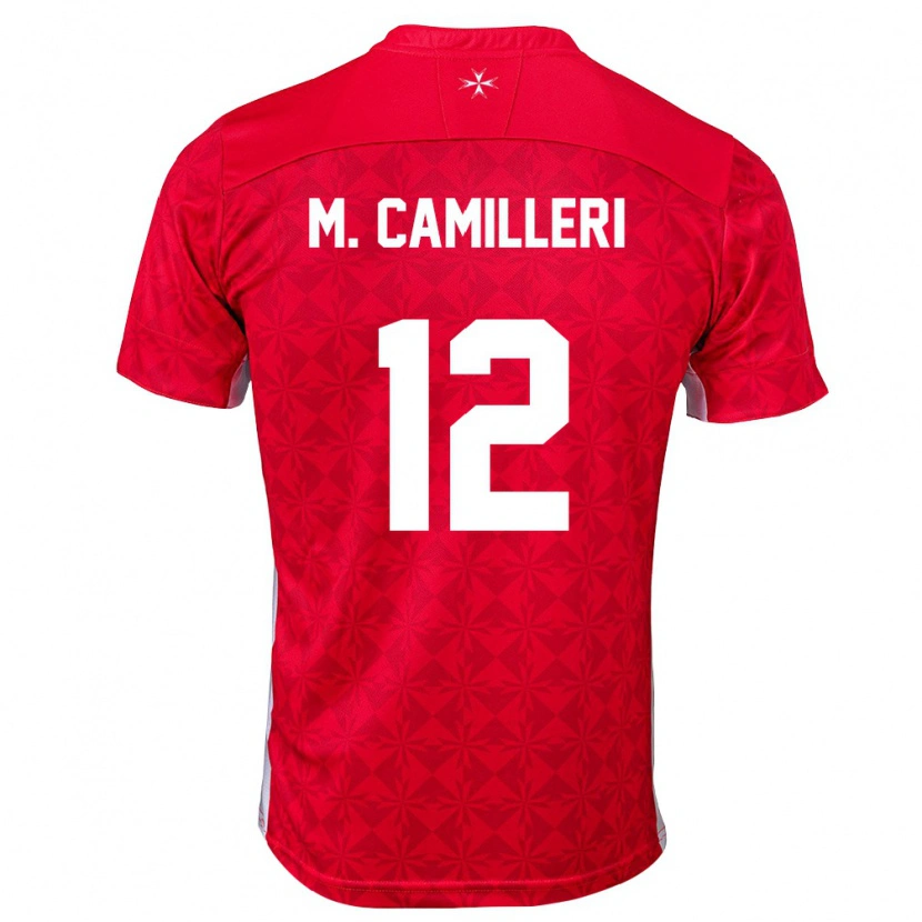 Danxen Hombre Camiseta Malta Miguel Camilleri #12 Rojo Blanco 1ª Equipación 26-28 La Camisa México