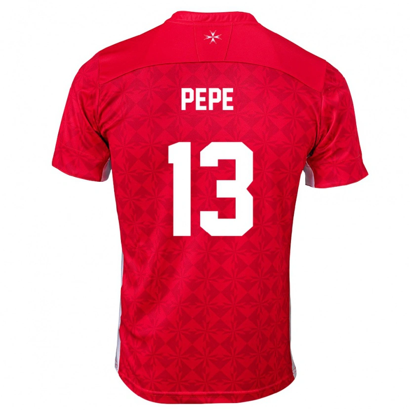 Danxen Hombre Camiseta Malta Enrico Pepe #13 Rojo Blanco 1ª Equipación 26-28 La Camisa México