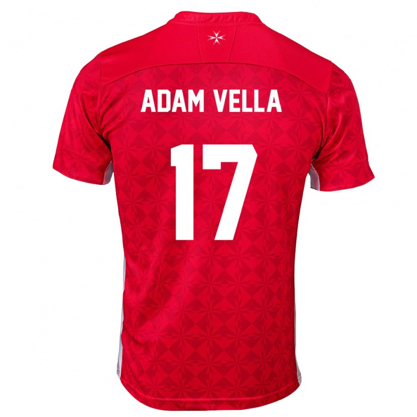 Danxen Hombre Camiseta Malta Adam Vella #17 Rojo Blanco 1ª Equipación 26-28 La Camisa México