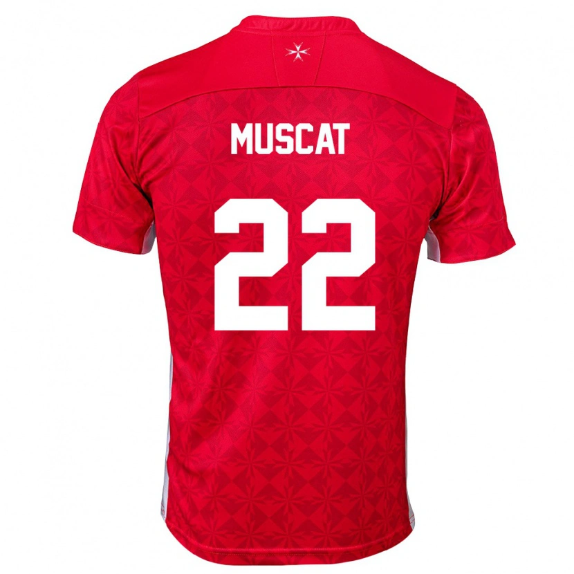 Danxen Hombre Camiseta Malta Zach Muscat #22 Rojo Blanco 1ª Equipación 26-28 La Camisa México