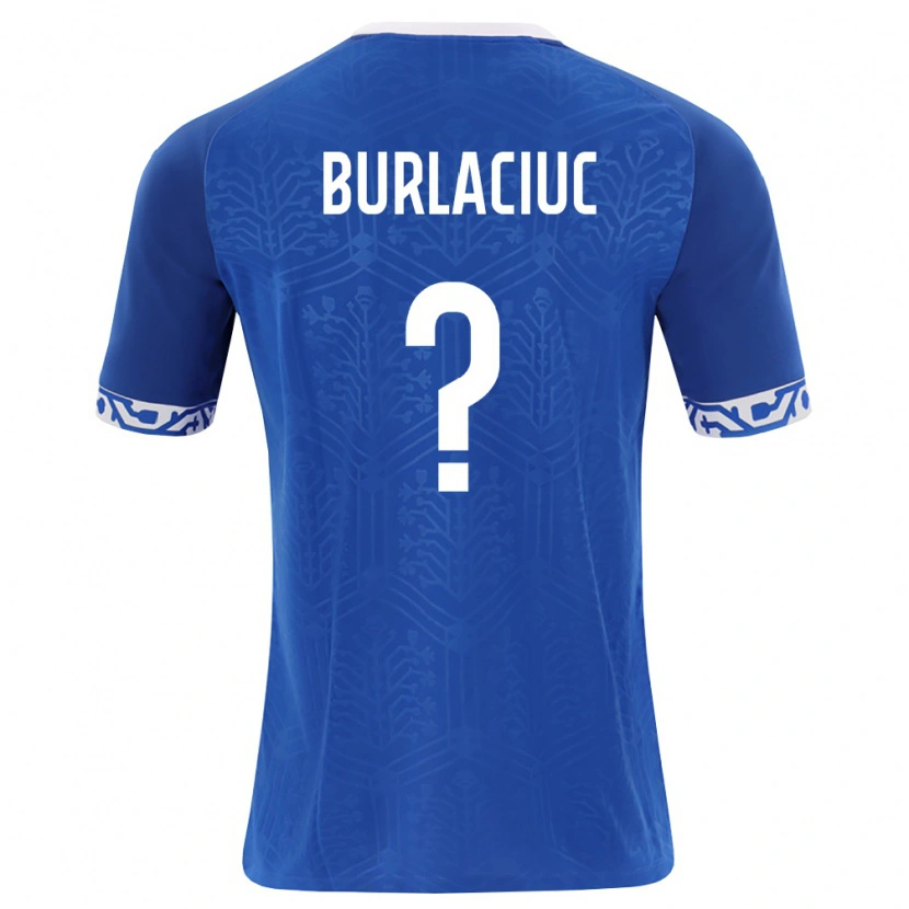 Danxen Hombre Camiseta Moldavia Stanislav Burlaciuc #0 Azul Real Blanco 1ª Equipación 26-28 La Camisa México