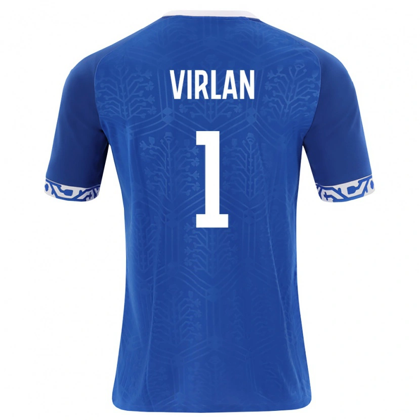 Danxen Hombre Camiseta Moldavia Daniel Vîrlan #1 Azul Real Blanco 1ª Equipación 26-28 La Camisa México