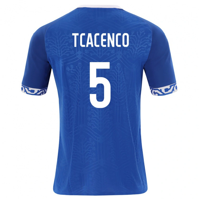 Danxen Hombre Camiseta Moldavia Christian Tcacenco #5 Azul Real Blanco 1ª Equipación 26-28 La Camisa México