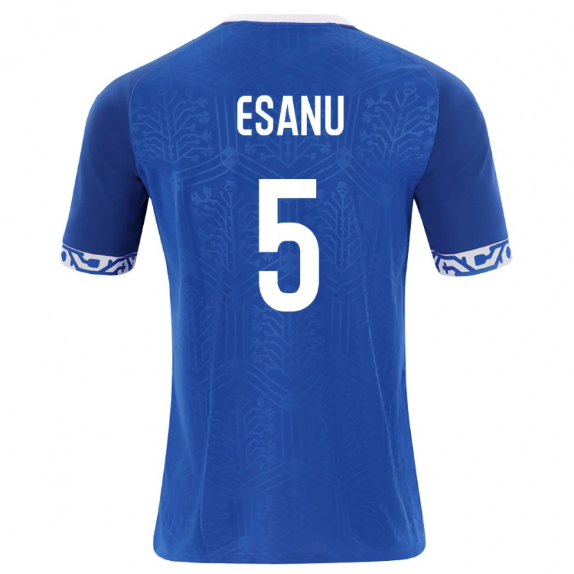 Danxen Hombre Camiseta Moldavia Nicolos Esanu #5 Azul Real Blanco 1ª Equipación 26-28 La Camisa México