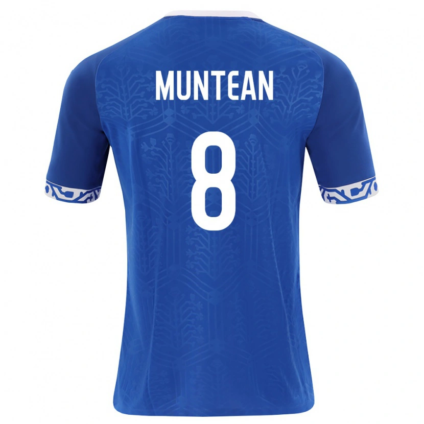 Danxen Hombre Camiseta Moldavia Alexandru Muntean #8 Azul Real Blanco 1ª Equipación 26-28 La Camisa México