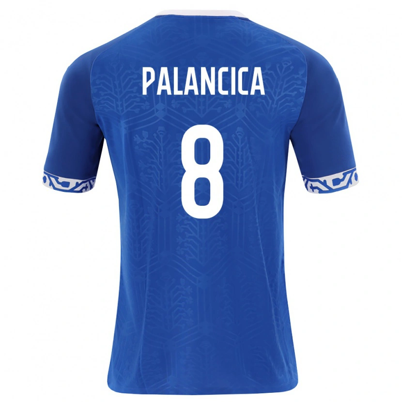 Danxen Hombre Camiseta Moldavia Cristian Palancica #8 Azul Real Blanco 1ª Equipación 26-28 La Camisa México