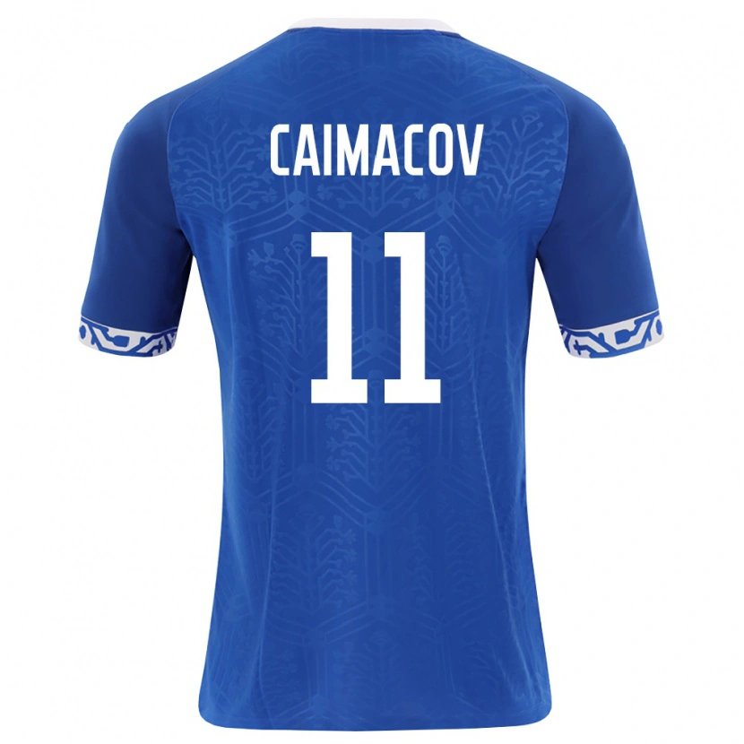 Danxen Hombre Camiseta Moldavia Mihail Caimacov #11 Azul Real Blanco 1ª Equipación 26-28 La Camisa México