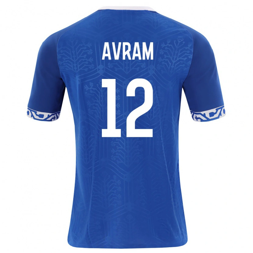 Danxen Hombre Camiseta Moldavia Cristian Avram #12 Azul Real Blanco 1ª Equipación 26-28 La Camisa México