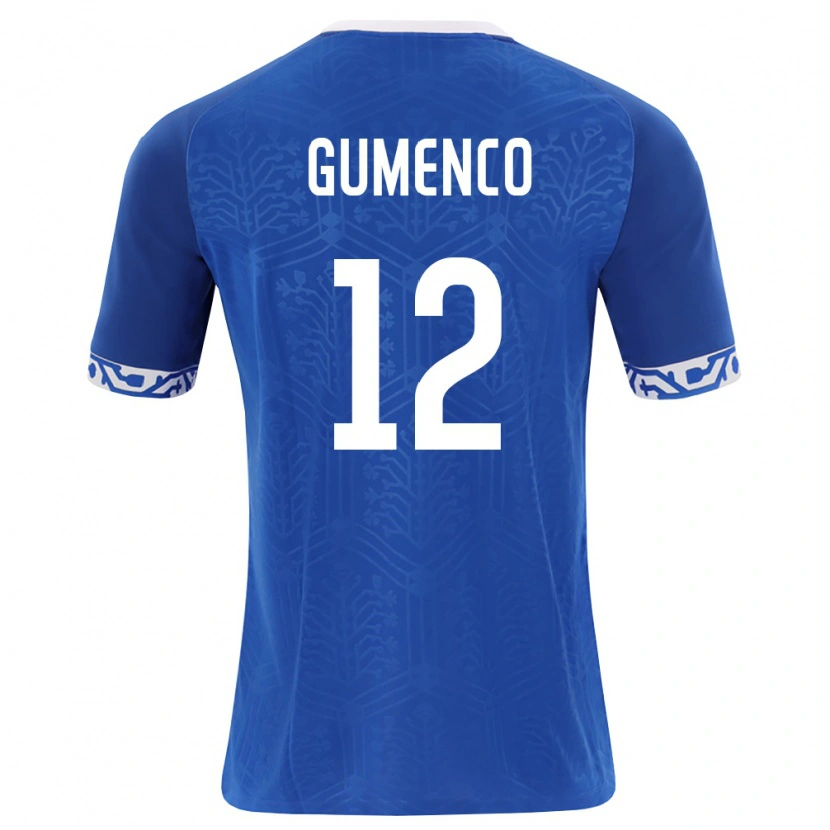 Danxen Hombre Camiseta Moldavia Maxim Gumenco #12 Azul Real Blanco 1ª Equipación 26-28 La Camisa México