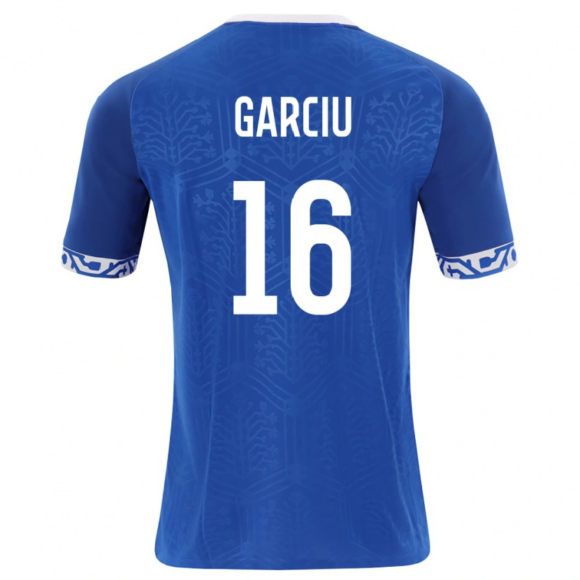 Danxen Hombre Camiseta Moldavia Nicu Garciu #16 Azul Real Blanco 1ª Equipación 26-28 La Camisa México