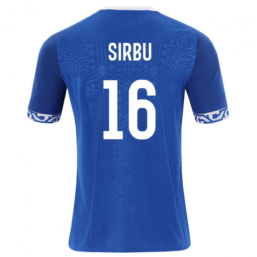 Danxen Hombre Camiseta Moldavia David Sirbu #16 Azul Real Blanco 1ª Equipación 26-28 La Camisa México