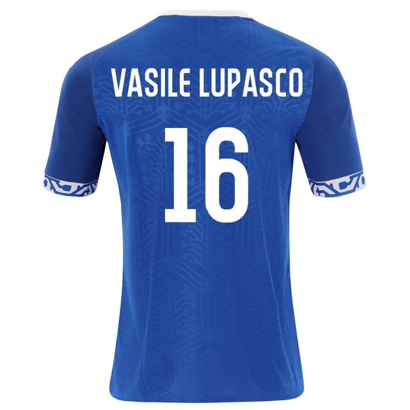 Danxen Hombre Camiseta Moldavia Vasile Lupasco #16 Azul Real Blanco 1ª Equipación 26-28 La Camisa México