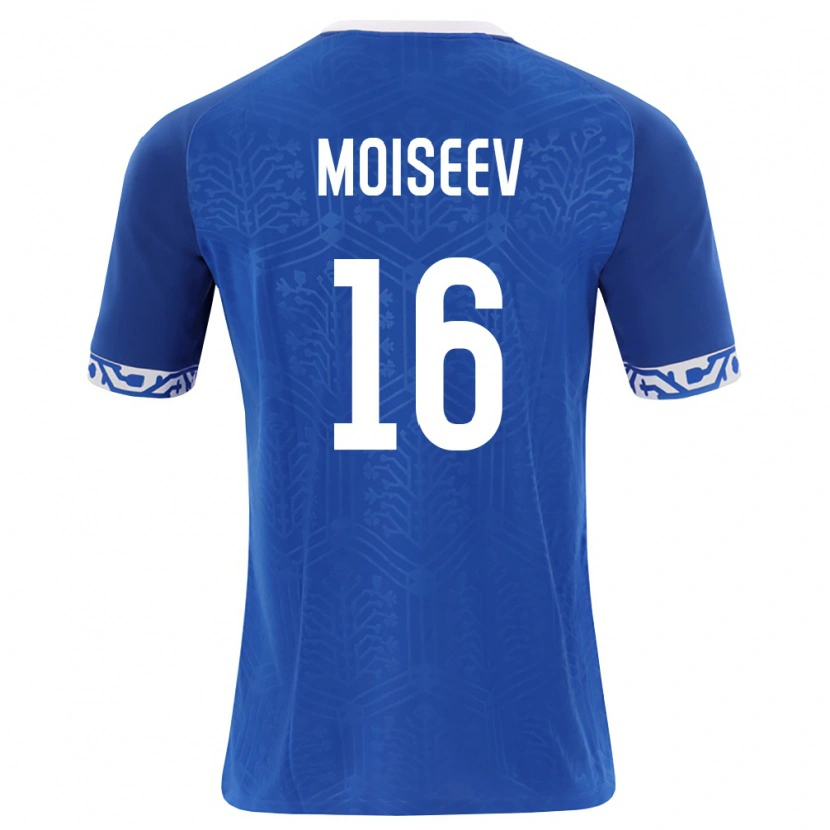 Danxen Hombre Camiseta Moldavia Victor Moiseev #16 Azul Real Blanco 1ª Equipación 26-28 La Camisa México