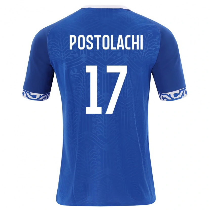 Danxen Hombre Camiseta Moldavia Virgiliu Postolachi #17 Azul Real Blanco 1ª Equipación 26-28 La Camisa México