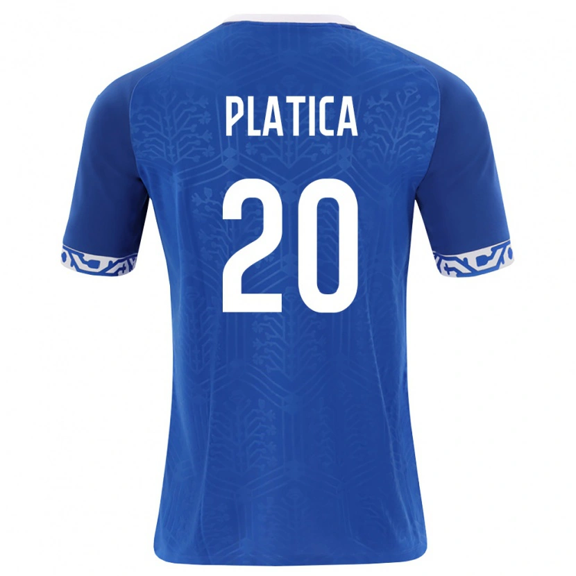 Danxen Hombre Camiseta Moldavia Sergiu Plătică #20 Azul Real Blanco 1ª Equipación 26-28 La Camisa México