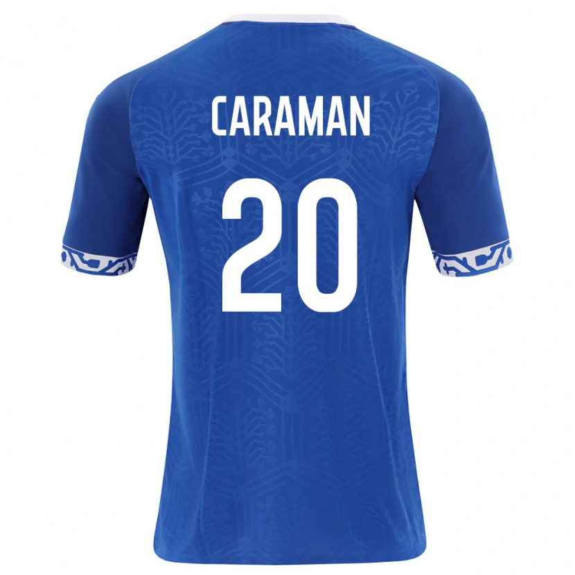 Danxen Hombre Camiseta Moldavia Ilia Caraman #20 Azul Real Blanco 1ª Equipación 26-28 La Camisa México