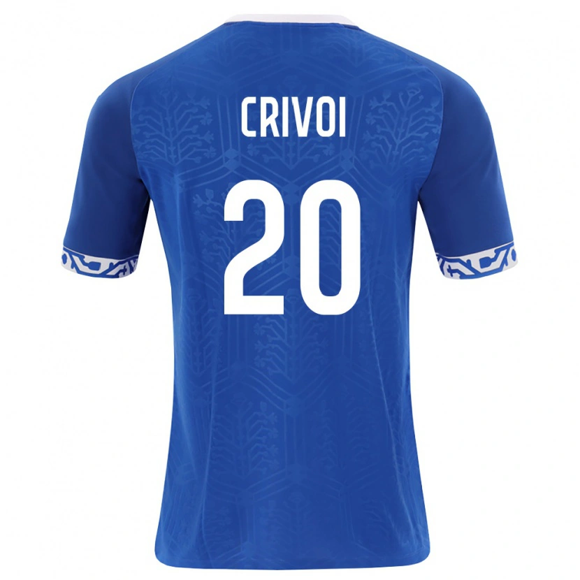 Danxen Hombre Camiseta Moldavia Mihai Crivoi #20 Azul Real Blanco 1ª Equipación 26-28 La Camisa México